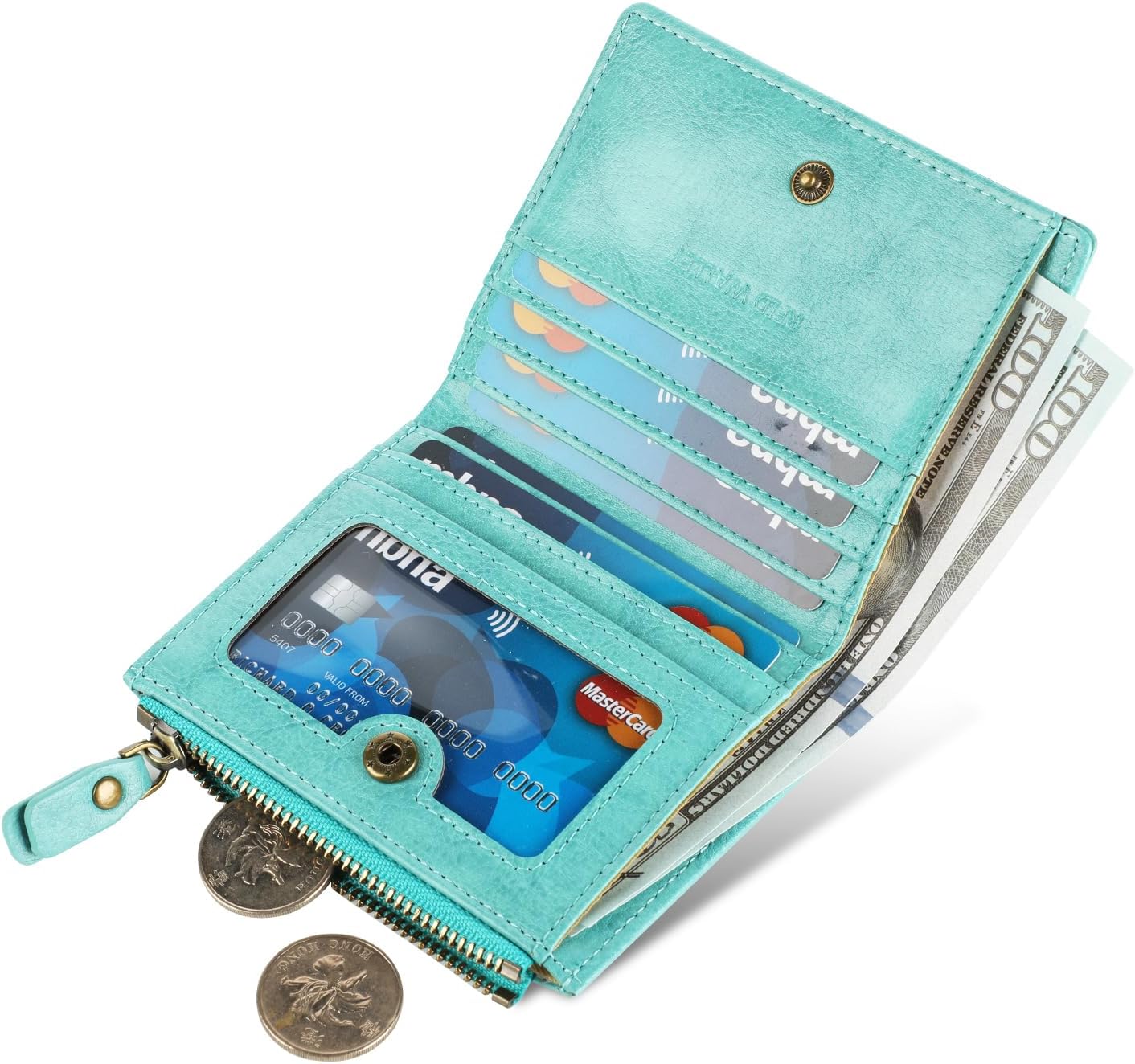 Lavemi Ultra Thin Small Compact Leather Womens Girls Wallets RFID Blocking Credit Card Holder for Women - Image 2