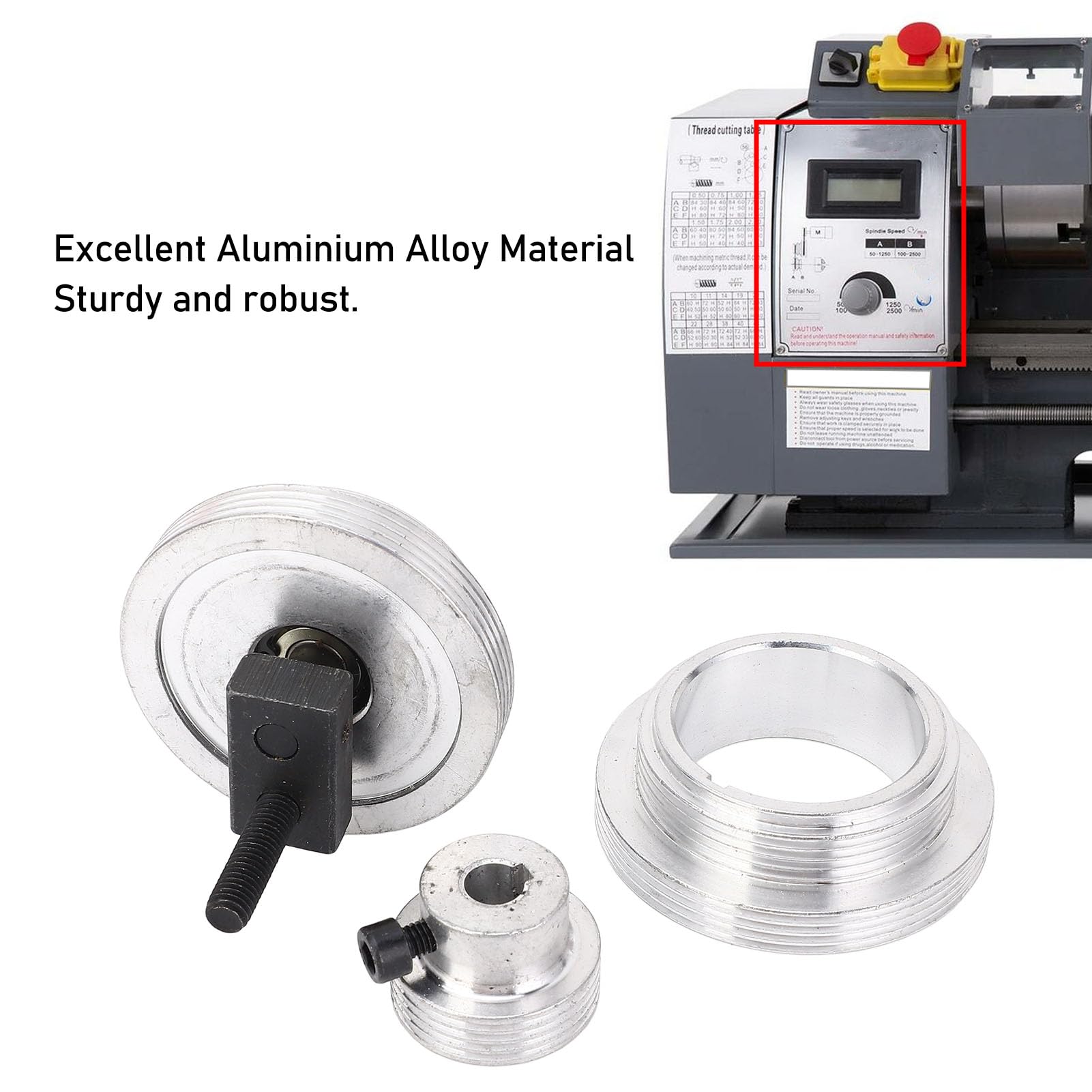 FTVOGUE Polea con Cojinete de Correa para Mini Torno, Polea de Correa con Motor de Aleación de Aluminio para MX-210 WM-210, Funcionamiento Suave y Productividad Mejorada para Tornos 220x400 220x750