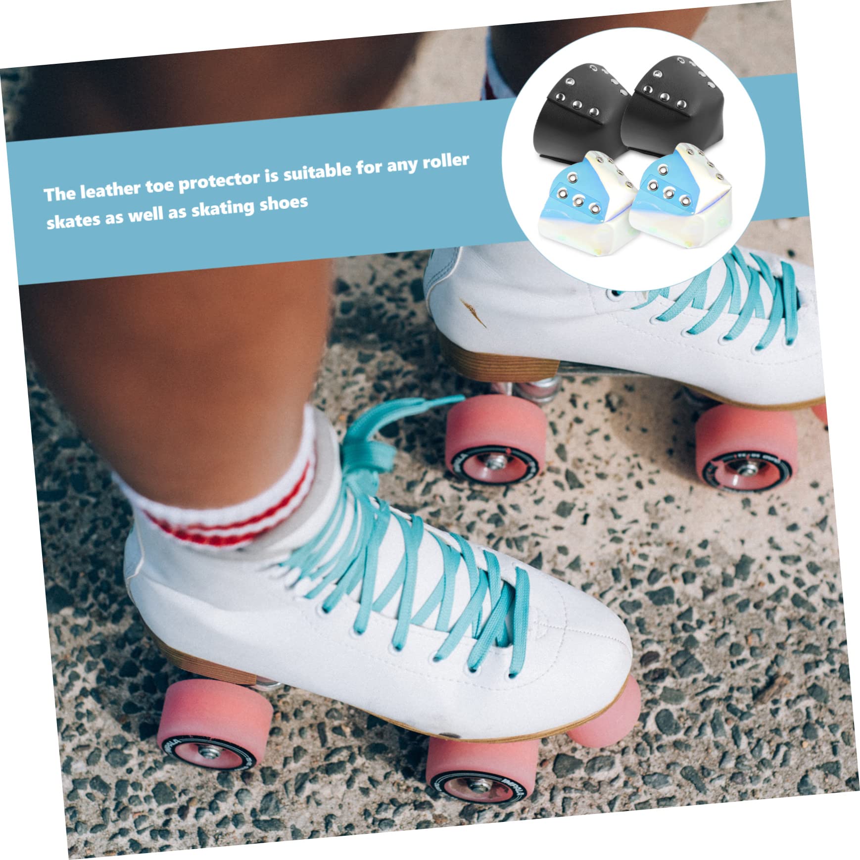 Kisangel 4 Paare Rollschuh-Kopf Bedeckung Stiefelschutz Lederschutz Rollschuhzubehör Roll-zehenschützer Zehenschutz Austauschbare Schlittschuh-zehenabdeckung Skates Zubehör Skateboard Jacke