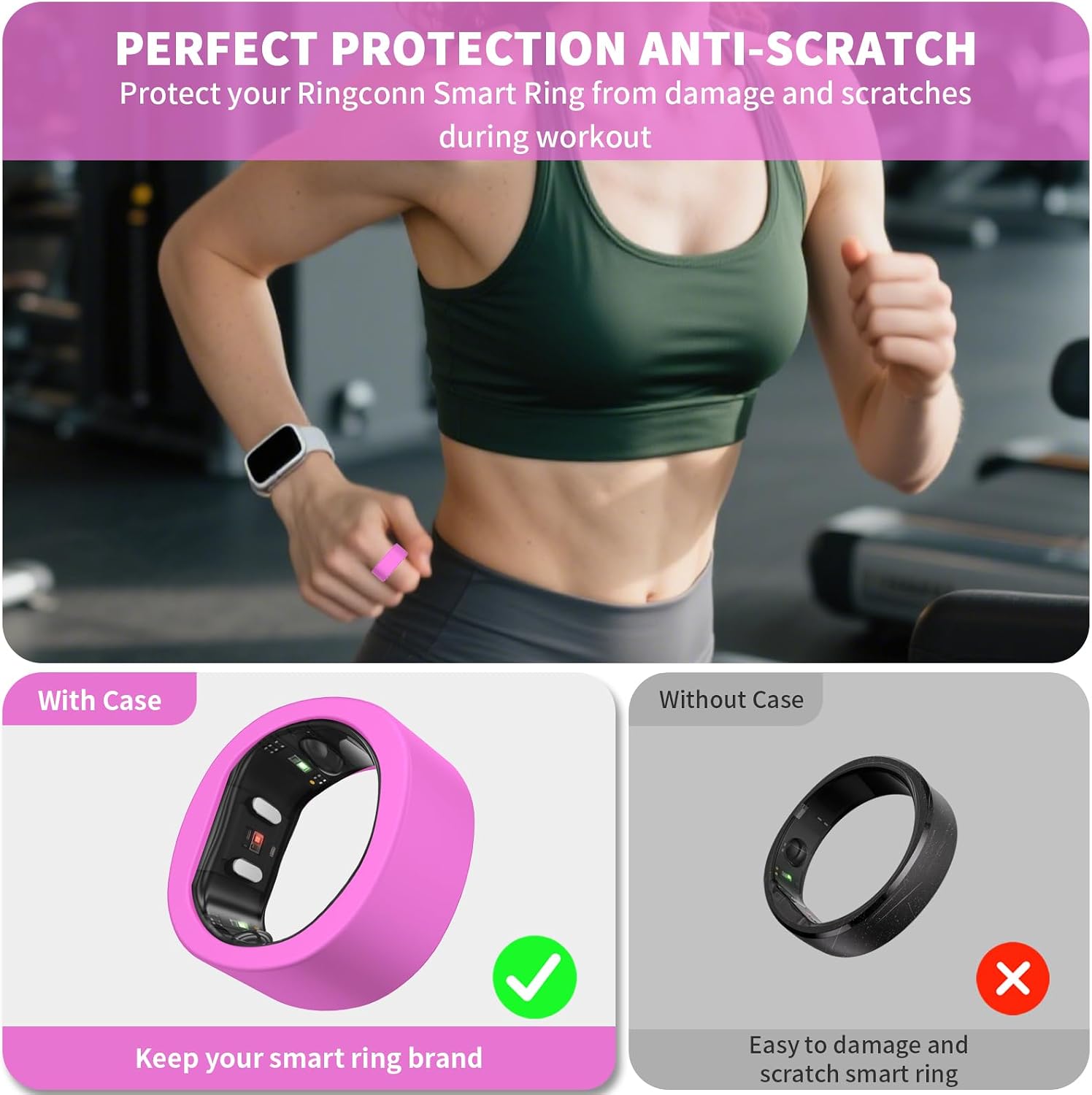 8 Pack Silicone Cover for Ringconn Gen 3/2/2 air,Anti-Scratch Shockproof ElasticRing Protector Compatible with Ringconn Gen 3/2/2 air, Working Out Accessories Men Women (L(12/13/14/15))