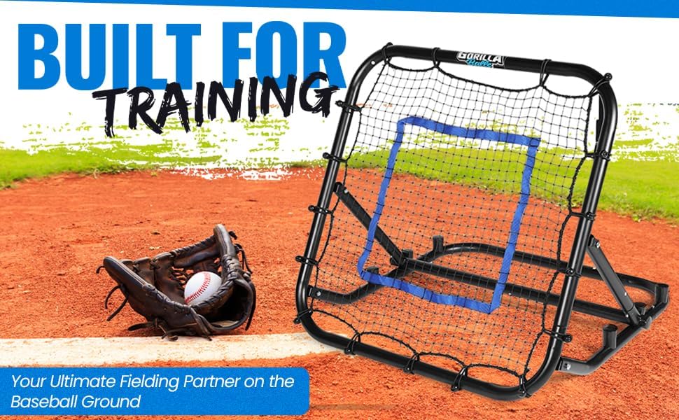 Miniatura 6 de Red de rebote de béisbol y softbol 3x3  Entrenador de lanzamiento ajustable para precisión, lanzamiento y campo  Equipo de entrenamiento duradero