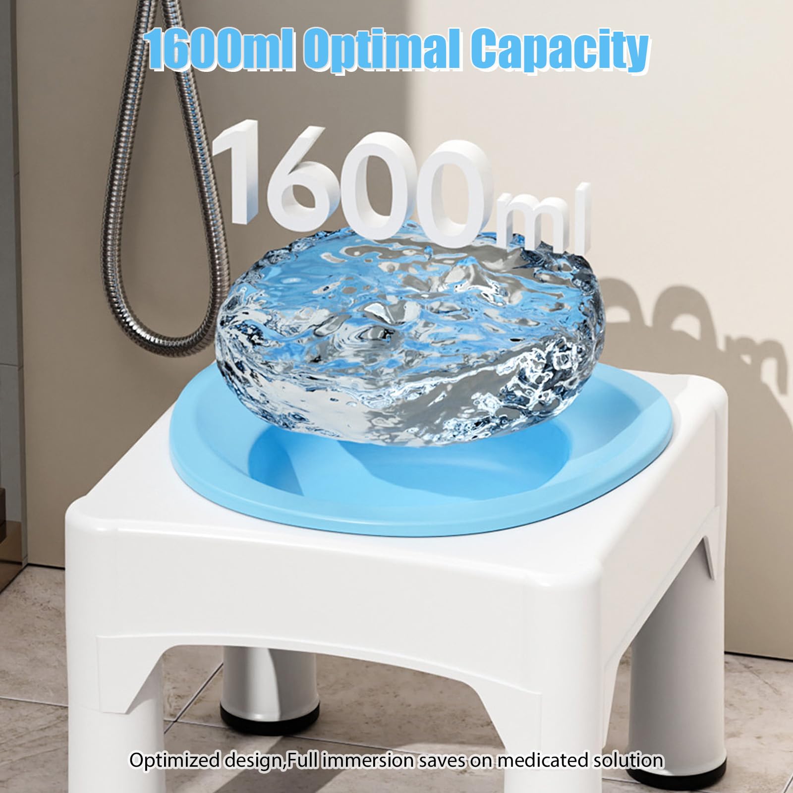 Baño de asiento con taburete, 1600 ml, bañera colgante para baños de asiento, bañera de cadera con acondicionador, resistencia al calor hasta 120 °C, bañera de asiento para tratamiento de hemorroides