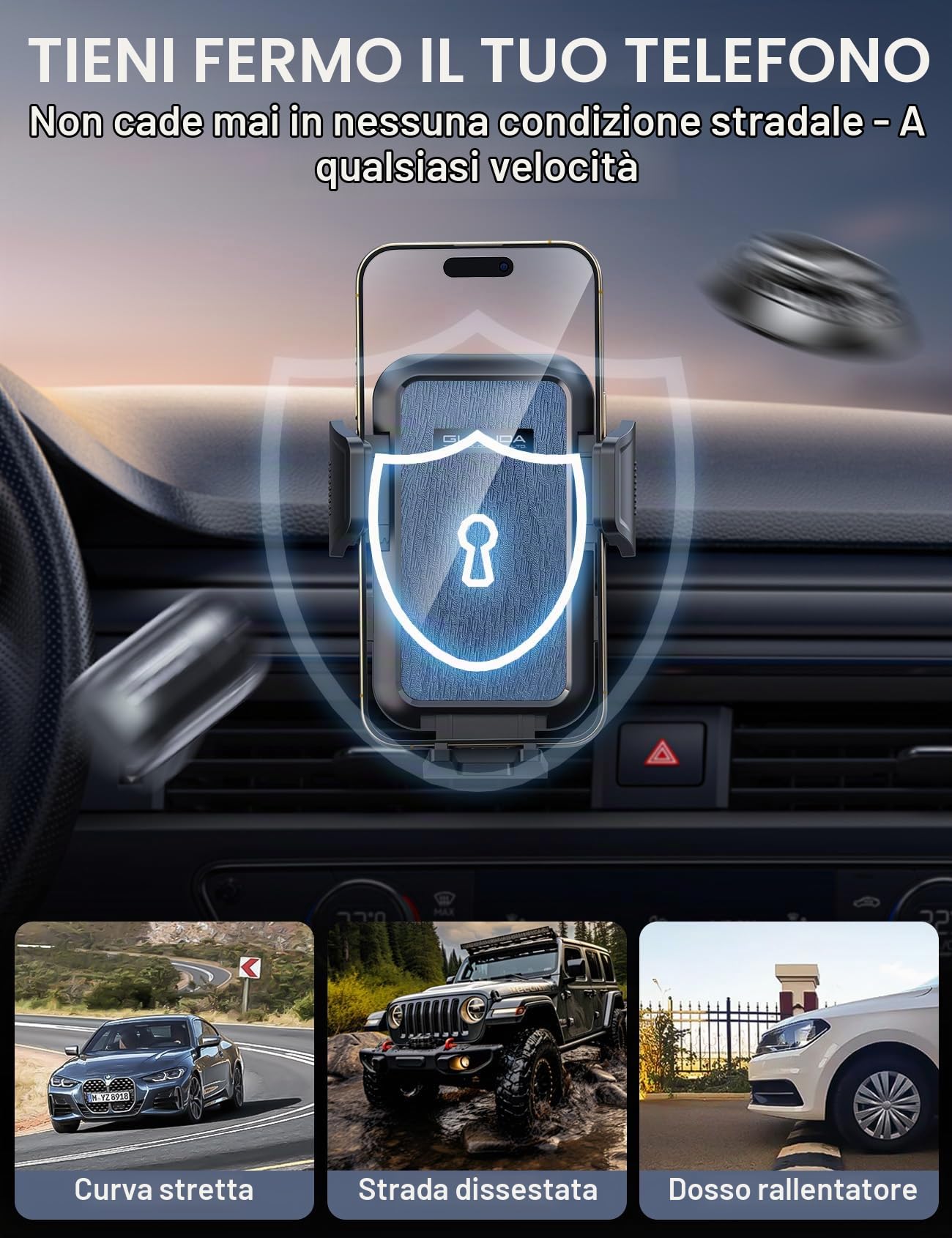 2026 Nuov Supporto Telefono Auto Cruscotto, Robusti Porta Cellulare Auto Ventosa Parabrezza, Silicone Antiscivolo Girevole 360° Porta Telefono Auto Universale Per iPhone Samsung Xiaomi Smartphones