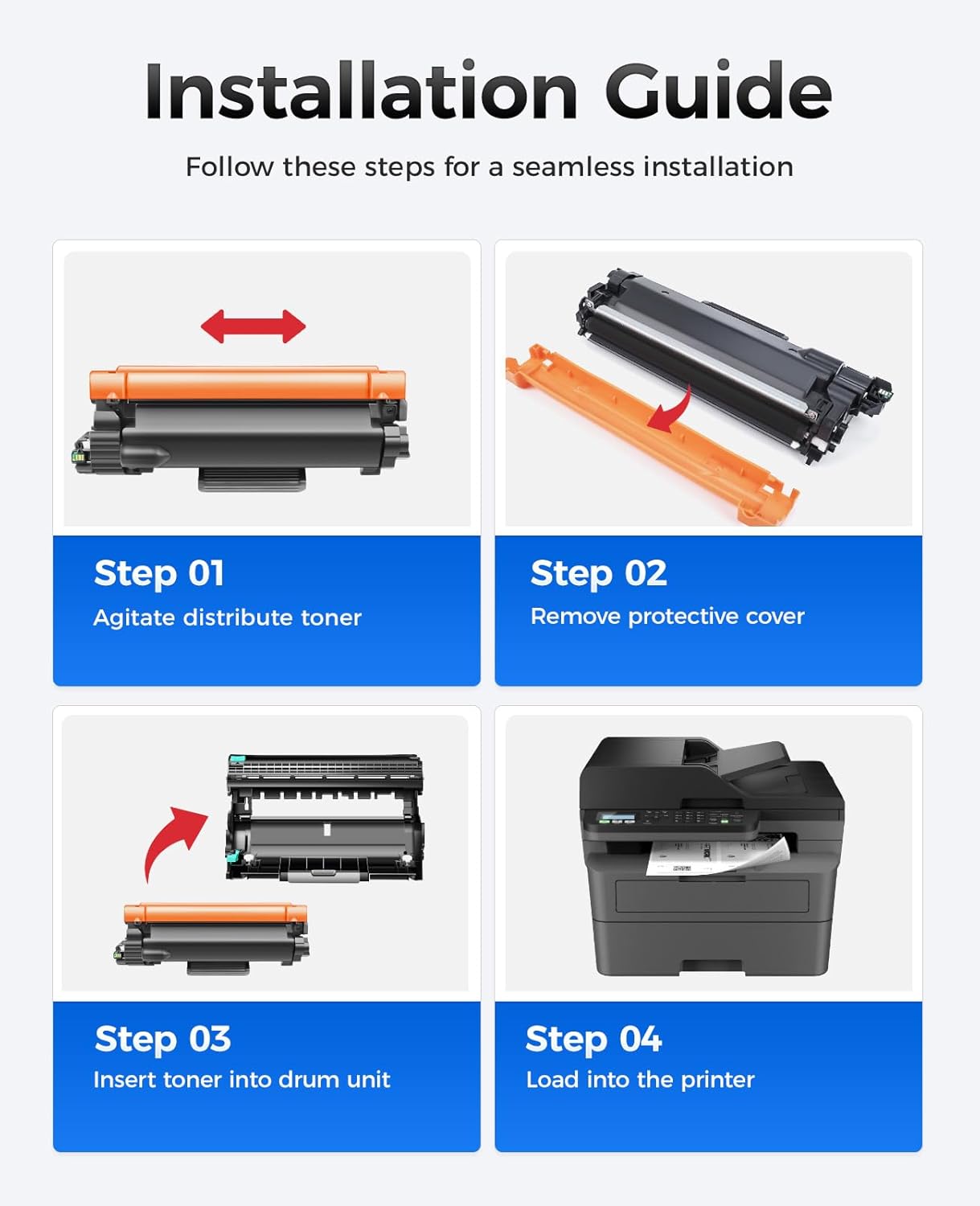 TN830XL Black Toner Cartridge 2-Pack High Yield Replacement for Brother TN830XL TN830 XL Compatible for HL-L2460DW HL-L2405W HL-L2480DW MFC-L2820DW DCP-L2640DW MFC-L2900DW HL-L2400D Laser Printer Ink - Image 4