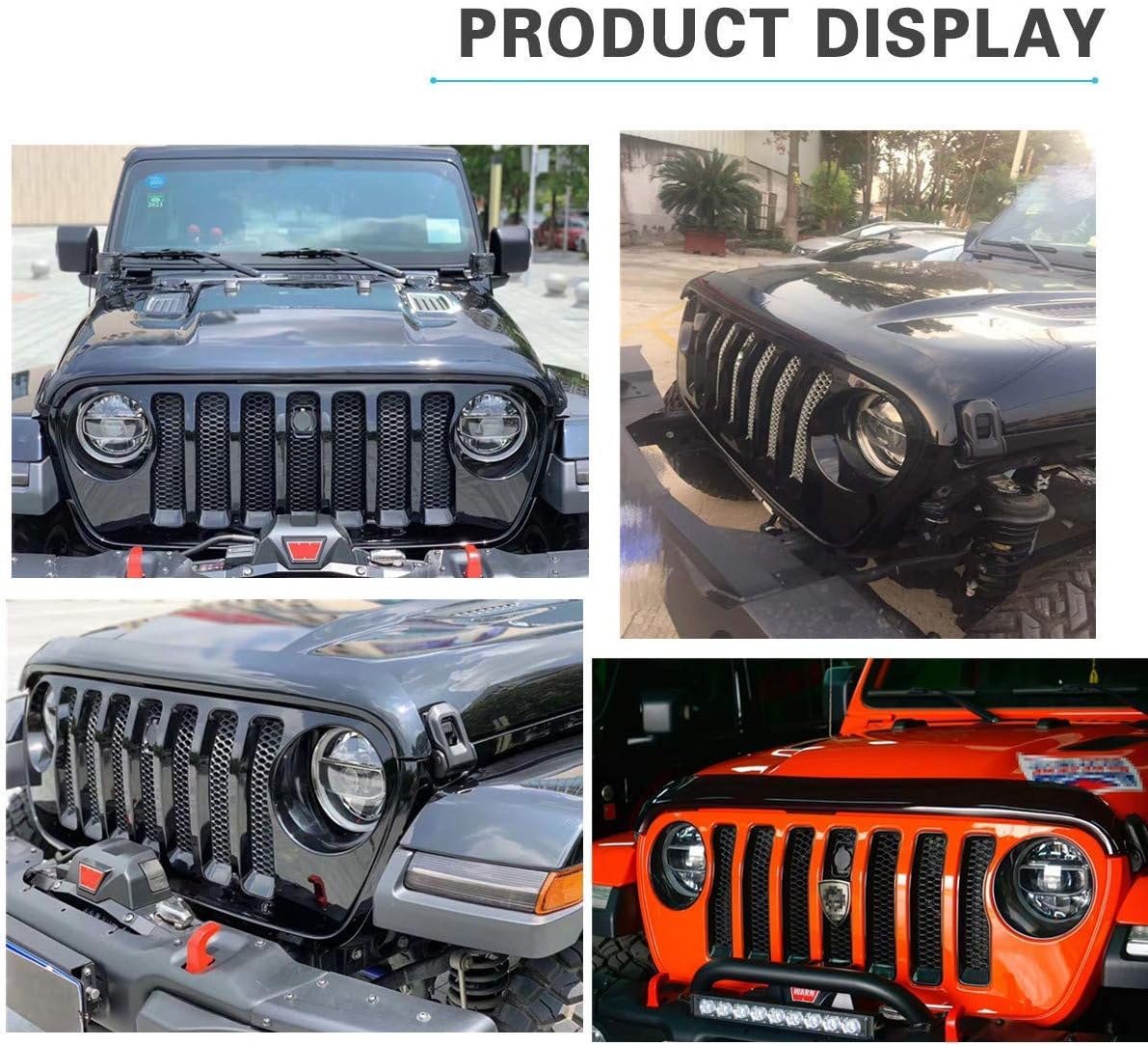 SXMA Black Hood Shield Protector Stone Guard Bug Deflector for 2018-2019 Jeep Wrangler JL