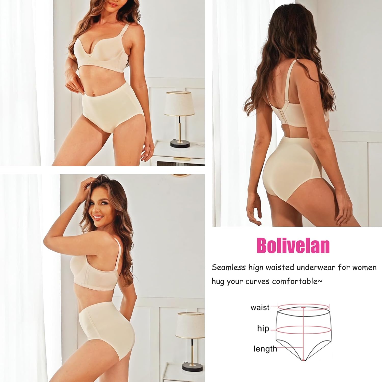 Bolivelan 5 Pack Women's Seamless Hipster Panties Invisible High Waist No Show Ladies Bikini Underwear - Image 4
