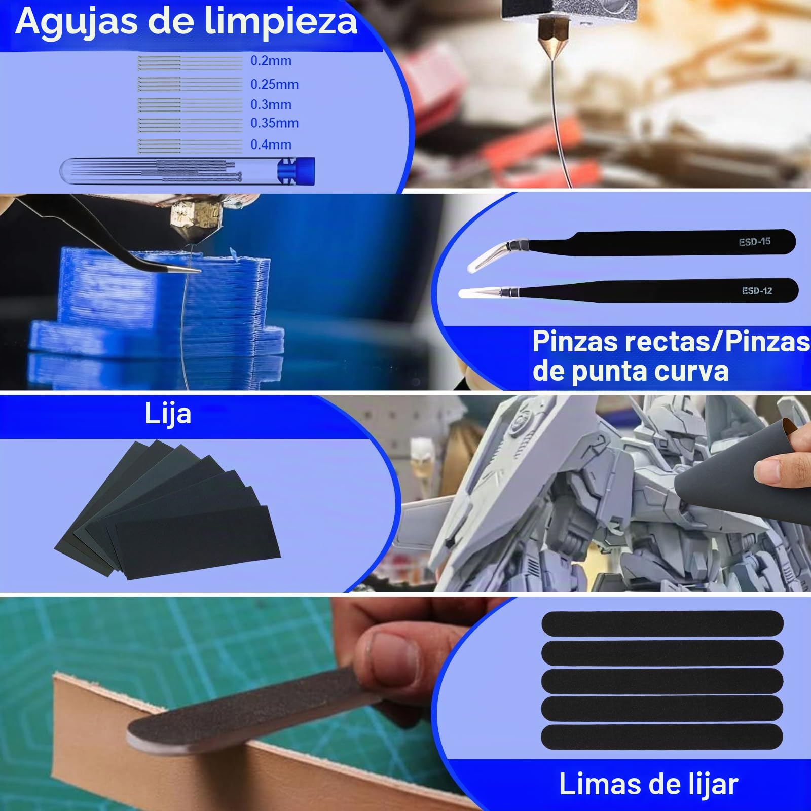 202 PCS 3D Impresora Herramientas Kit, Incluye Kit de Limpieza de Boquillas, Desbarbado, Herramientas de Extracción, Llaves, Pinzas, Alicates y más, Limpieza y Acabado de Modelos de Impresión 3D