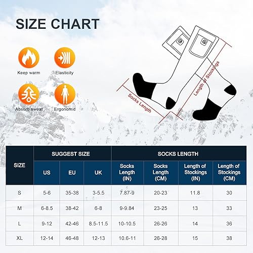 Miniatura 2 de Calcetines térmicos para hombres y mujeres, 7.4 V 2200 mAh, batería recargable eléctrica, calcetines de invierno cálidos, calcetines de calefacción
