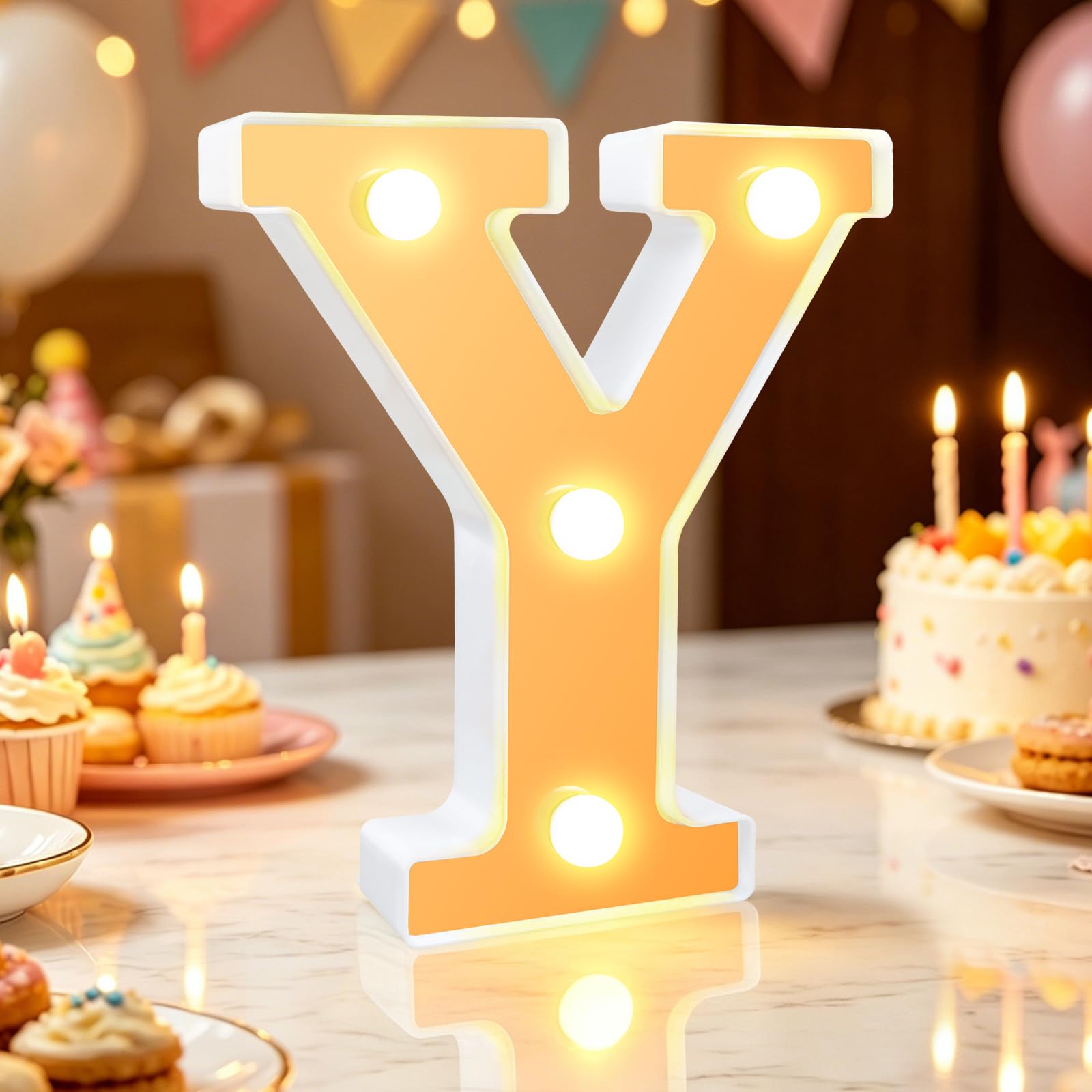 Light up Letter, 6.3IN Letter Light Y, Warm White Led Letters, Gold-mirrored, Gifts for Girls Women Party Birthday Decor (gold-letter Y)