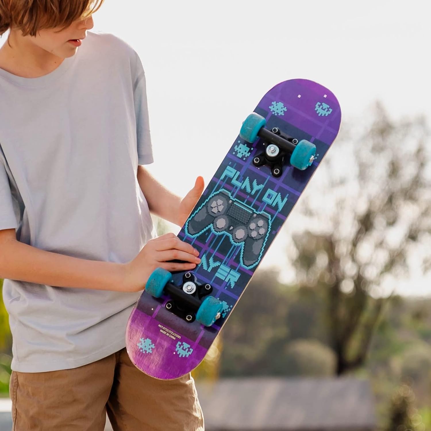 24" Mini Complete Skateboard | Maple Wood | ABEC 7 Bearings | Double Kick Concave Deck | Kids Skateboard, Ideal Kids Cruiser Skateboard Ages 5-8 Play on Player image 3 of 7 B0BL8J77HC