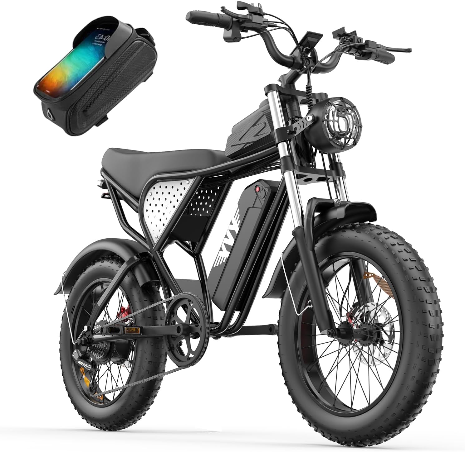 C20 Bicicletta elettrica con batteria rimovibile da 52 V 40 Ah/48 V 20 Ah/48 V 15,6 Ah, pneumatici da 20 x 4 pollici, freni idraulici a 7 velocità. Bicicletta elettrica fuoristrada per tutti i terreni