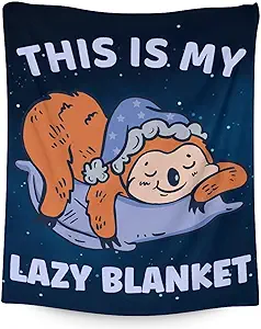 Mercuryelf Sloth Throw Blanket - Soft, Fuzzy & Warm - 30x40 Inches Small Blankets for Lap, Crib - Dark Blue Cute Throws Gift for Baby