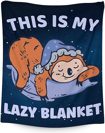Mercuryelf Sloth Throw Blanket - Soft, Fuzzy & Warm - 30x40 Inches Small Blankets for Lap, Crib - Dark Blue Cute Throws Gift for Baby