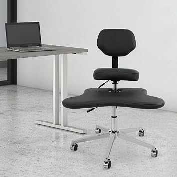 360 Rotating Criss Cross Chair with Adjustable Height, Mobile Cross Legged Chair Ergonomic Meditation Chair with Wheels Modern Kneeling Chair Black for Home Office