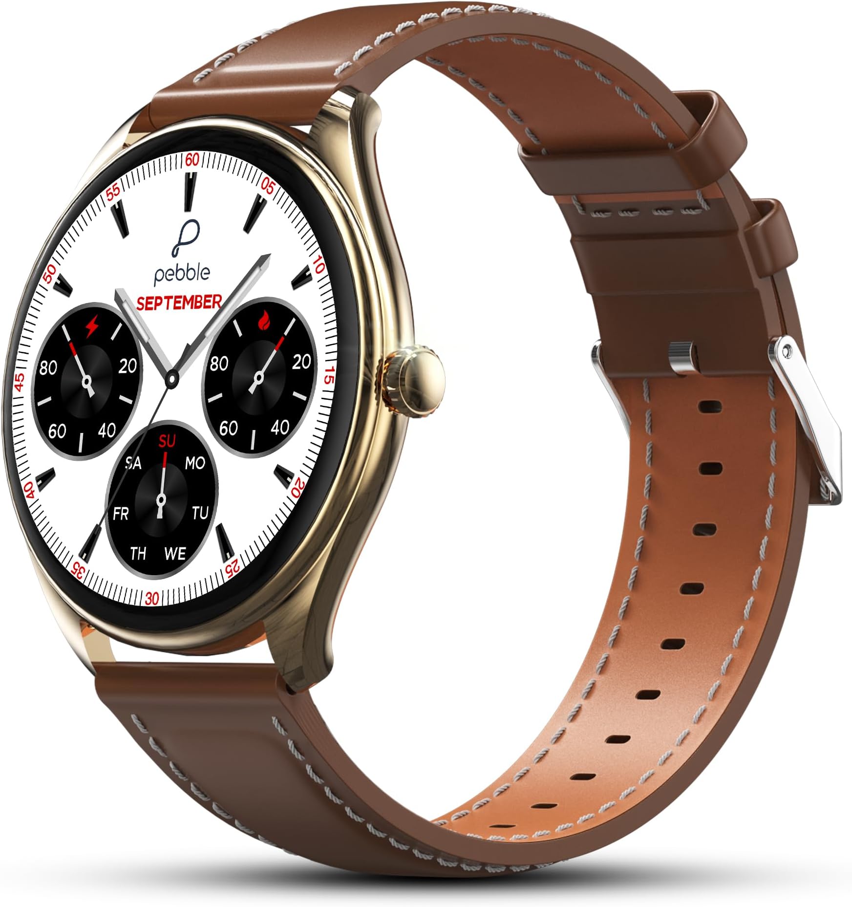 Pebble Royale Legend | 1.43" AMOLED Display | Ultra-Slim Premium Build | Always-On Display | Bluetooth Calling | Health Tracking & Smart Features (Brown)