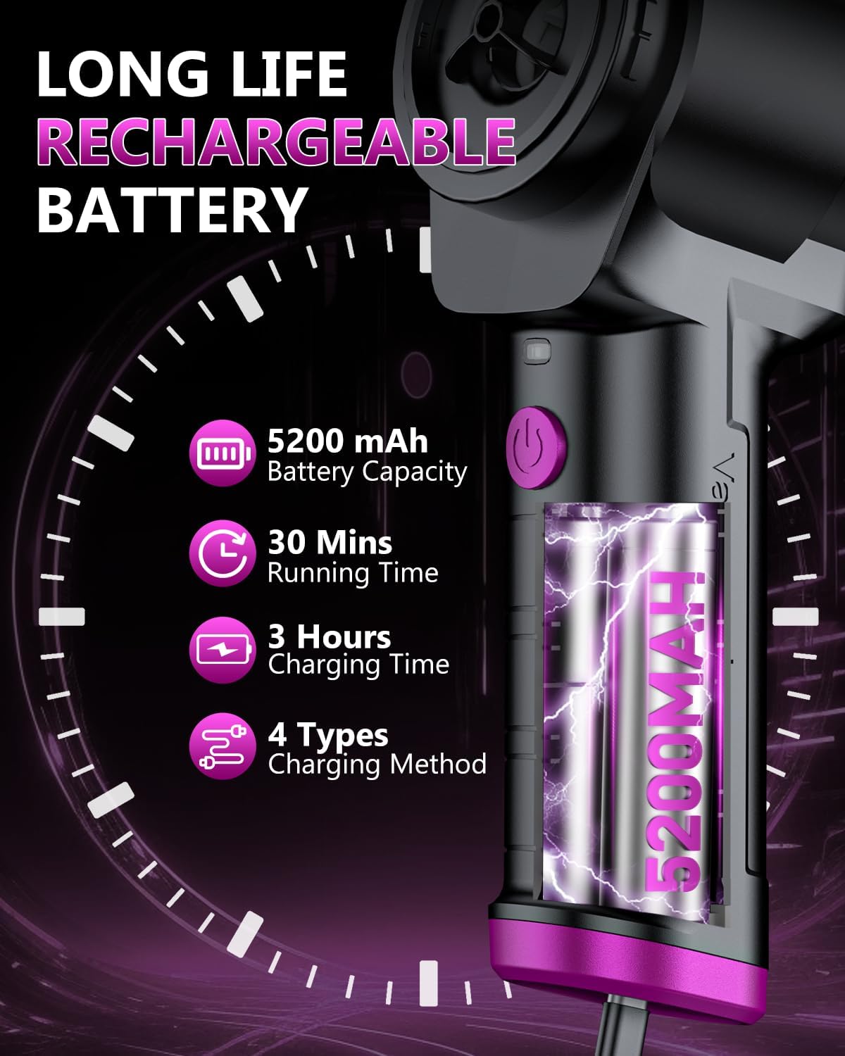 EYYA Handheld Vacuum Cordless, 16KPA High Power Portable Car Vacuum Cleaner & Air Duster, Hand Held Vacuum Cordless Rechargeable with Multi-Nozzles & 2 HEPA Filters for Car Home Office - Image 6