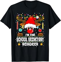 Cute Christmas Matching I'm The School Secretary Reindeer T-Shirt