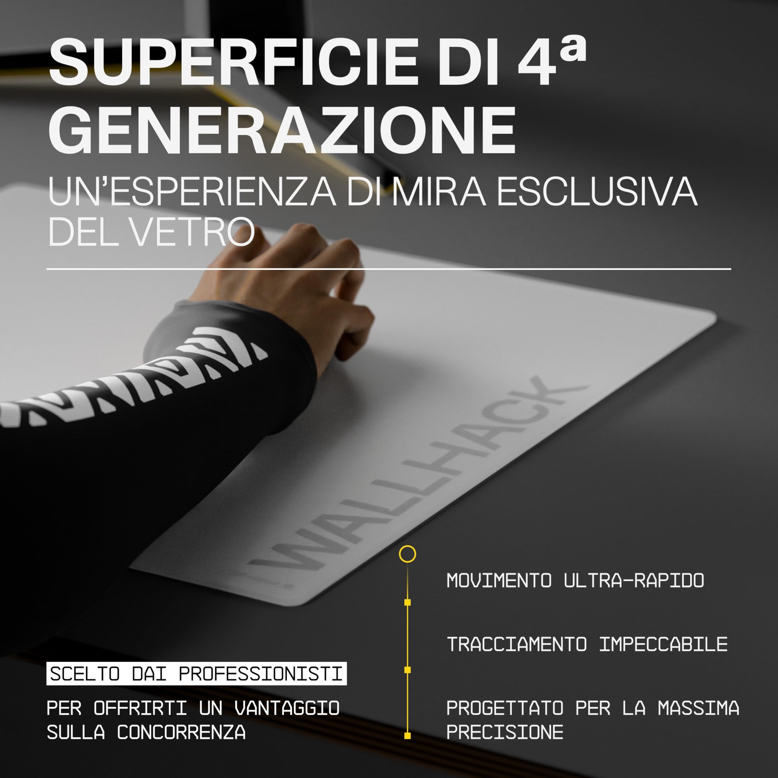 Wallhack SP-004A Mousepad da gaming in vetro – Superficie micro-incisa di 4ª generazione, scorrimento ultra-rapido con potere di arresto, vetro temperato, resistente e portatile, 390×450 mm | Bianco