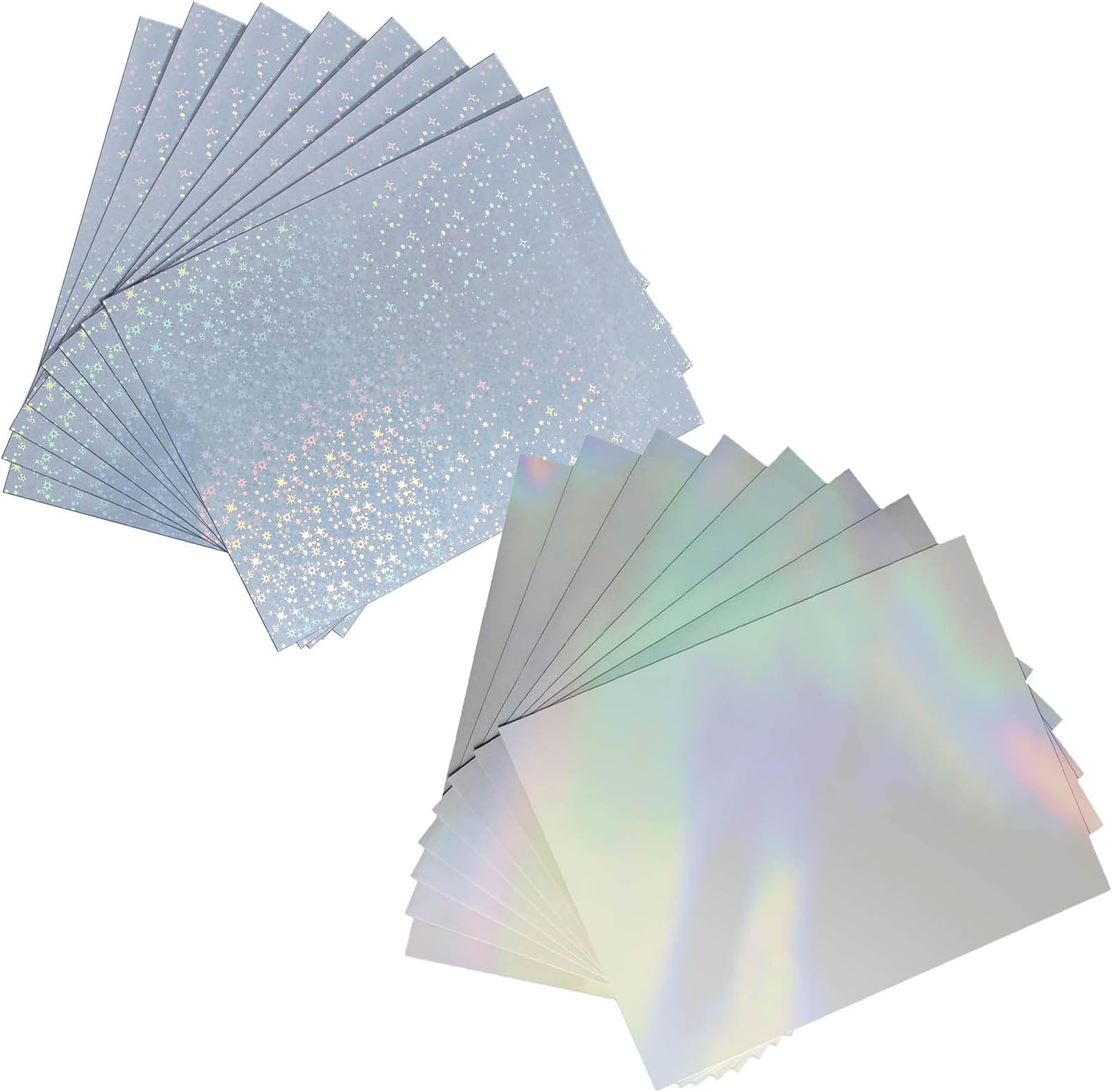 20 Sheets Clear Holographic Printable Sticker Paper + 20 Sheets Star Style Holographic Printable Sticker Paper