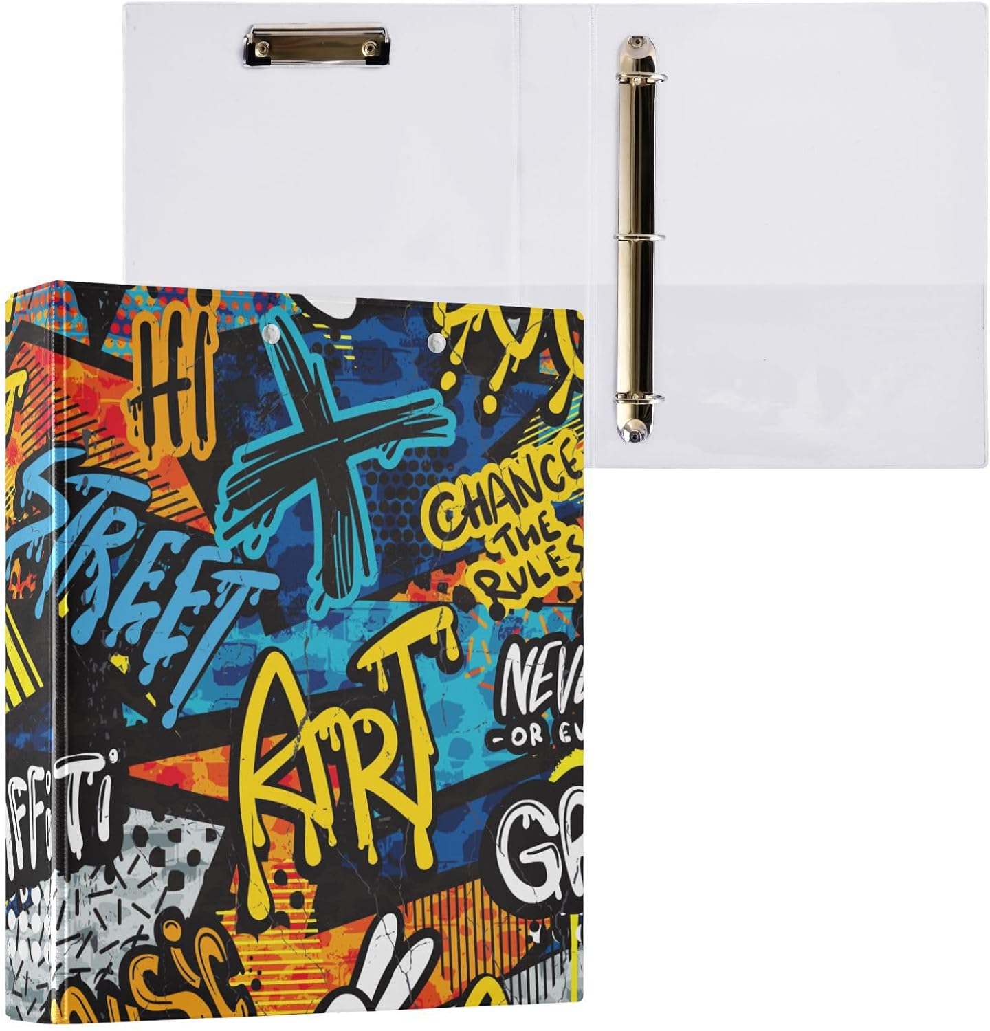 ZZKKO 1.5 Inch Binders Three Ring Lemon and Leaves Binder with Pockets 3 Hole Binder for School Office, 2 Pack