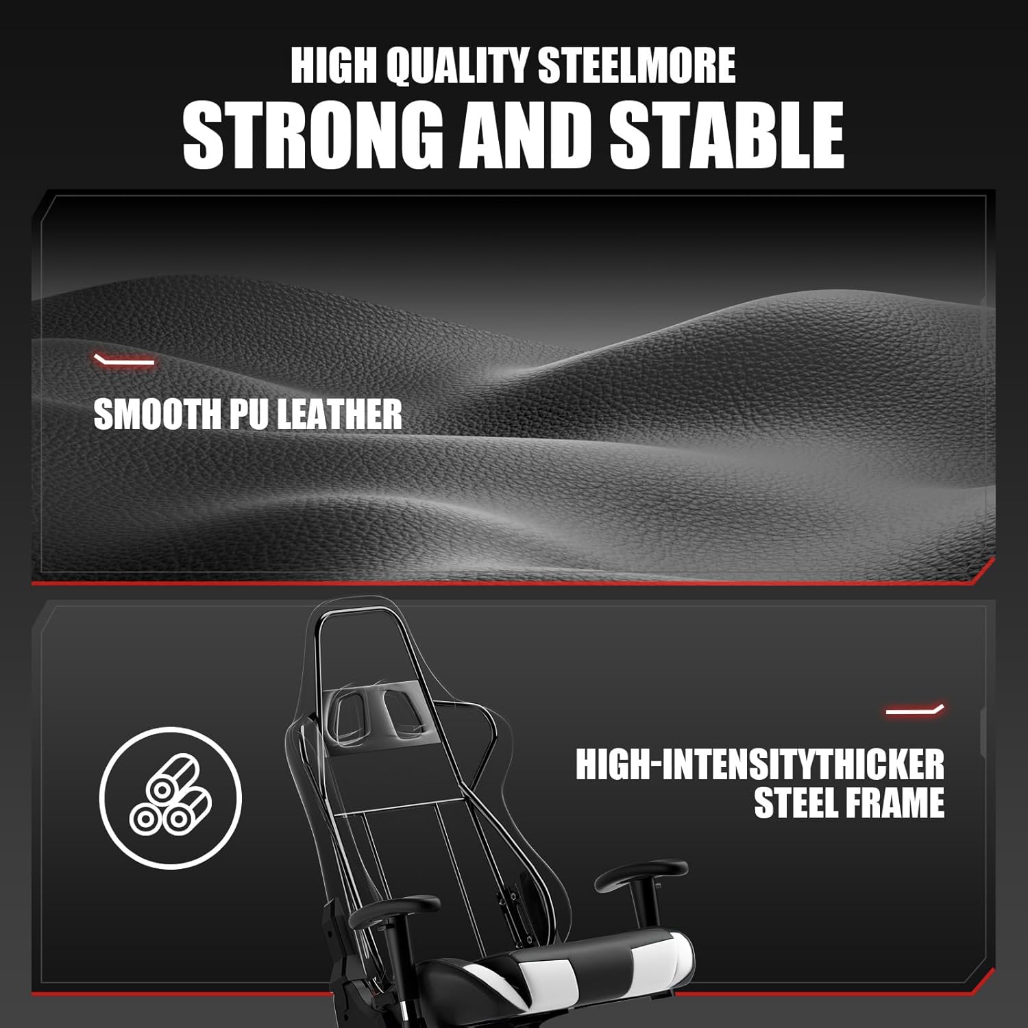 Chair reclining from 90 to 155 degrees