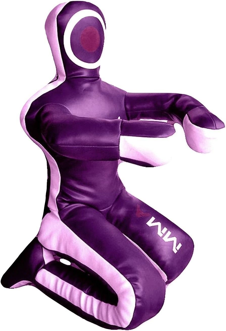 Bestzo MMA Jiu Jitsu Judo Punching Bag Grappling Dummy Purple/Pink Sitting Position Hands on Front Synthetic Leather-70 inches-Unfilled