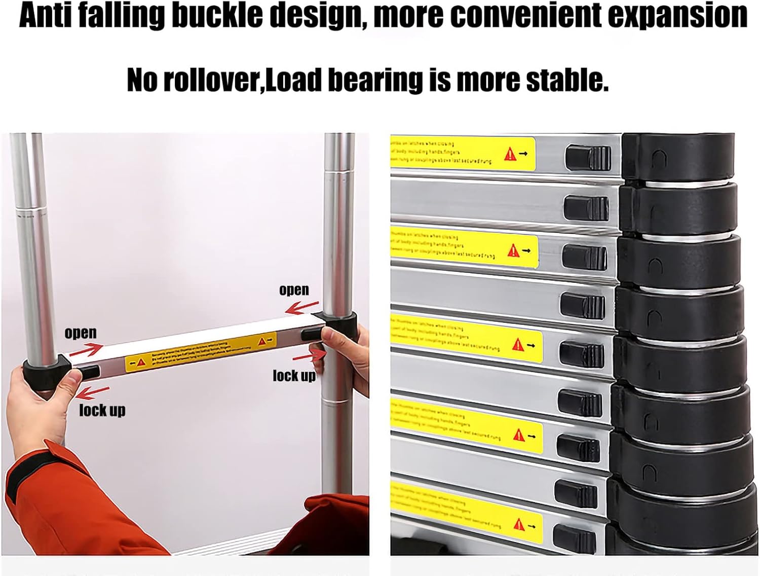 Telescoping Extension Ladder 6.2ft-20.3ft, Foldable Aluminum Extension Ladder, Retractable Collapsible Ladders for Home and RV Outdoor Work, 330lbs Capacity