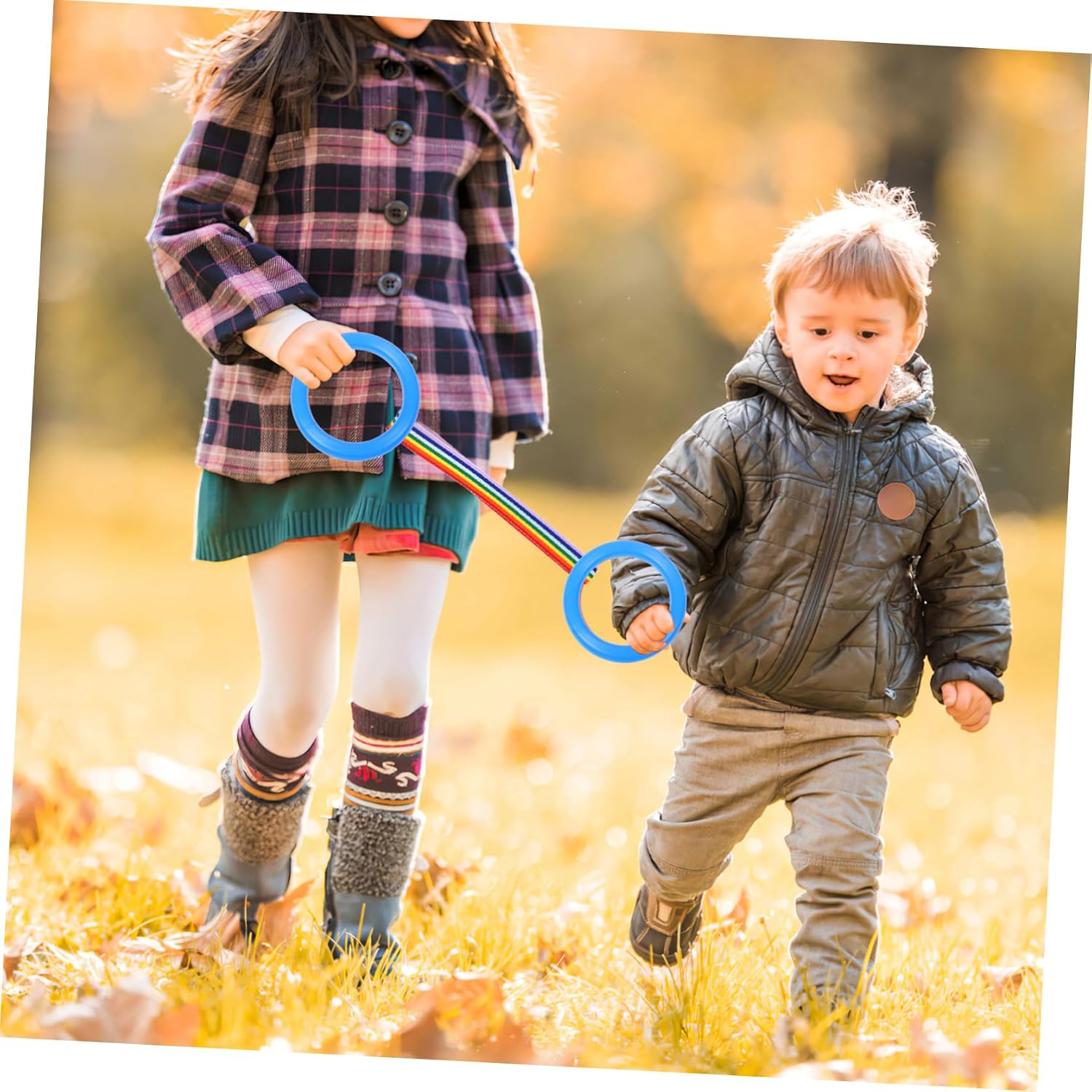 12pcs Preschool Walking Rope with Ring Handles, Detachable Safety Leash Straps for Daycare and Classroom Transition, Color-Coded Group Walking Rope for Boys