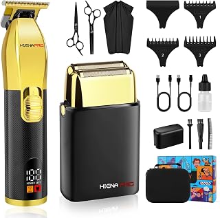 HIENA PRO Afeitadoras eléctricas para hombres, kit profesional de recortadora de barba, kit de afeitado de cabeza calva, recortadora de precisión inalámbrica, cortadora de peluquería, regalos para