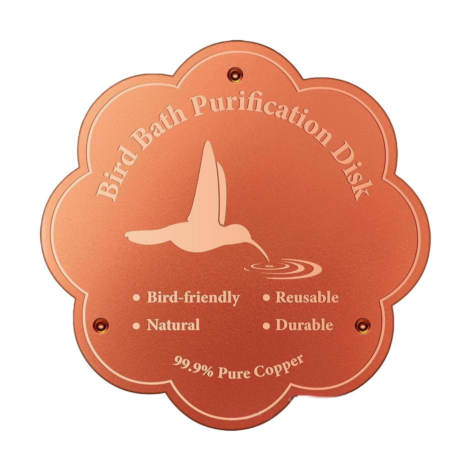 Wtirey Bird Bath Copper Disk, 99.9% Pure Copper Plate for Bird Baths & Bird Feeders, 100mm Diameter 1mm Thick Self-Cleaning Purification Disc, Keeps Water Fresh, Flower Shape