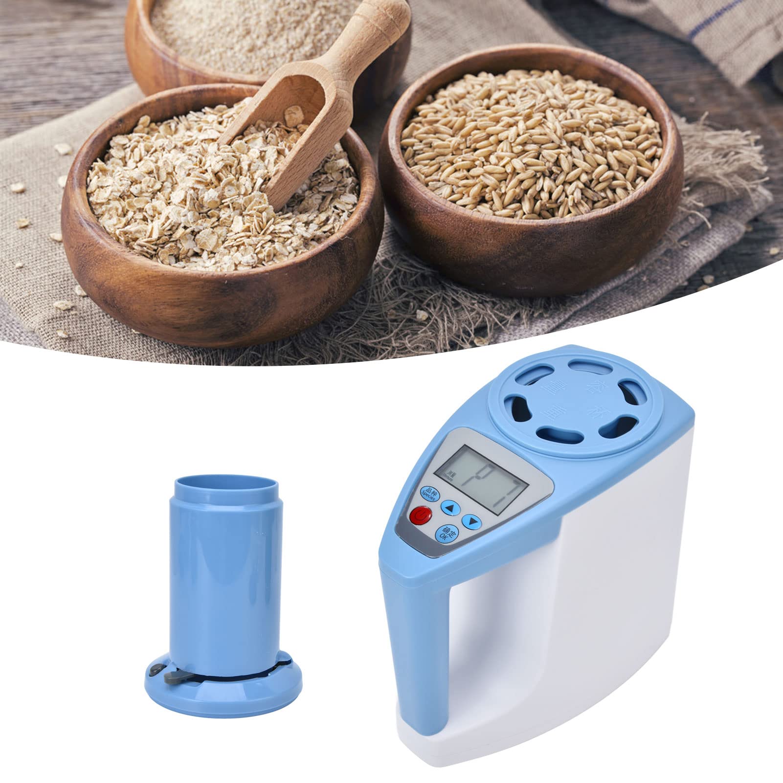 Tnfeeon Humidimètre de Grain Maïs blé Riz, Humidimètre de Grain Analyseur d'humidité de Grain Numérique de Haute Précision pour Riz Maïs blé Canola 100‑240V