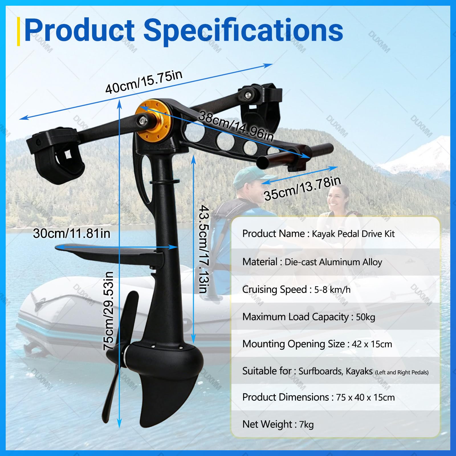 Ersatz-Antriebseinheit für Kajak-Pedalantriebe, Pedal-Antriebssystem, universelles Pedalantriebs-Set mit Unterwasser-Befestigungsclips für alle gängigen Kajaks und aufblasbaren Outdoor-Angelboote