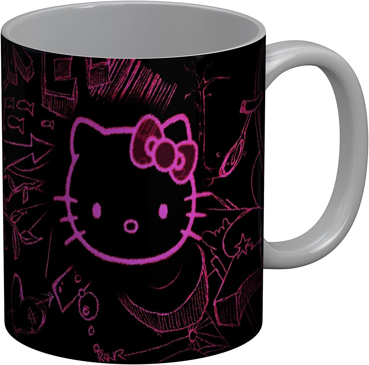 FunkyTradition Hello Kitty Black Cartoon Ceramic Coffee Mug for Friends Forever for Kids/Birthday Gift/Return Gift/Gifts/Coffee Mug/Ceramic Mug