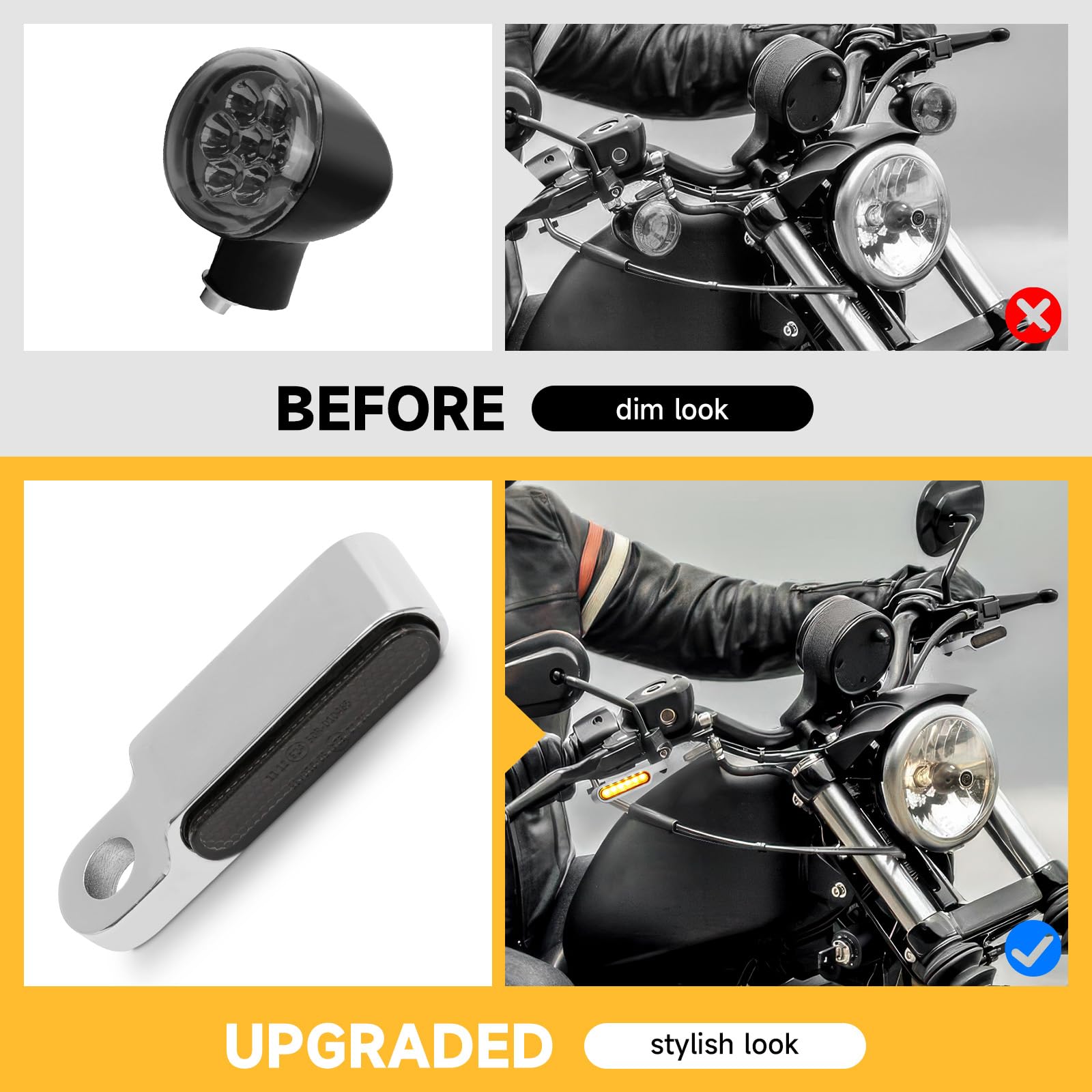 DREAMIZER Frecce Moto Omologate, 2PCS 12V Universali Indicatori di Direzione Moto LED Indicatori Compatibili con Harley Sportster Dyna Honda Shadow Kawasaki Vulcan Yamaha V-Star Road Star