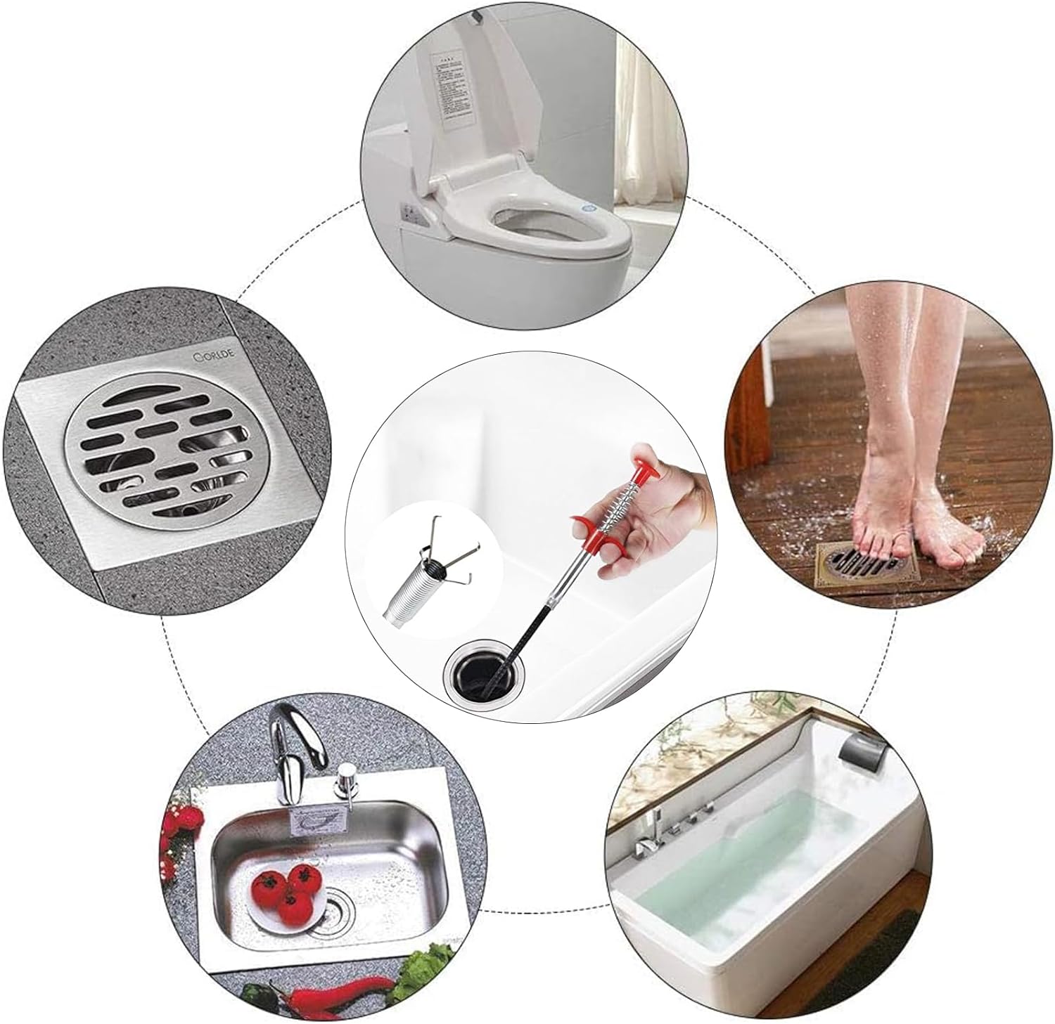 Drain Snake,61 inch Flexible Grabber Claw Pick Up Reacher Tool,Drain Clog Remover - Gutter Cleaning Tools for Home Sink, Bathroom Tub,Drain, Toilet, Tight Spaces