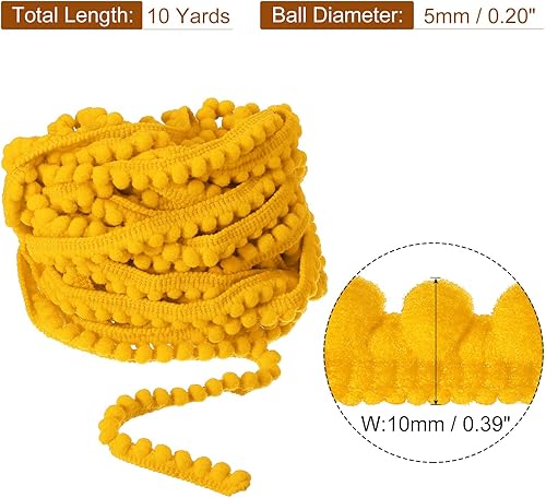 Miniatura 8 de uxcell 10 yardas con flecos de pompones, accesorio de costura de cinta, manualidades, para el hogar, cortinas, ropa, almohadas (0.197 in, blanco)