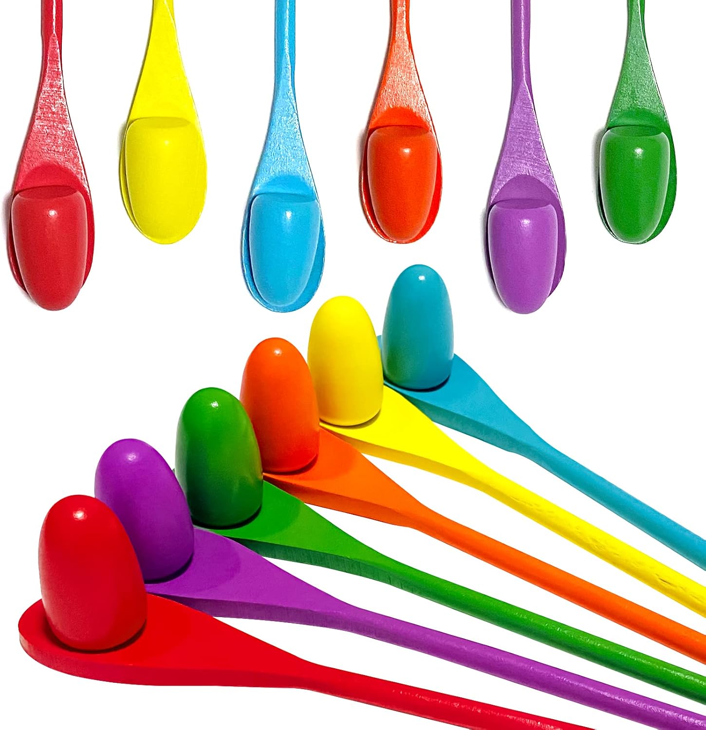 Jauoou Egg Spoon Race Game Sets, 6PCS Wooden Eggs and 6PCS Wooden Spoons Balance