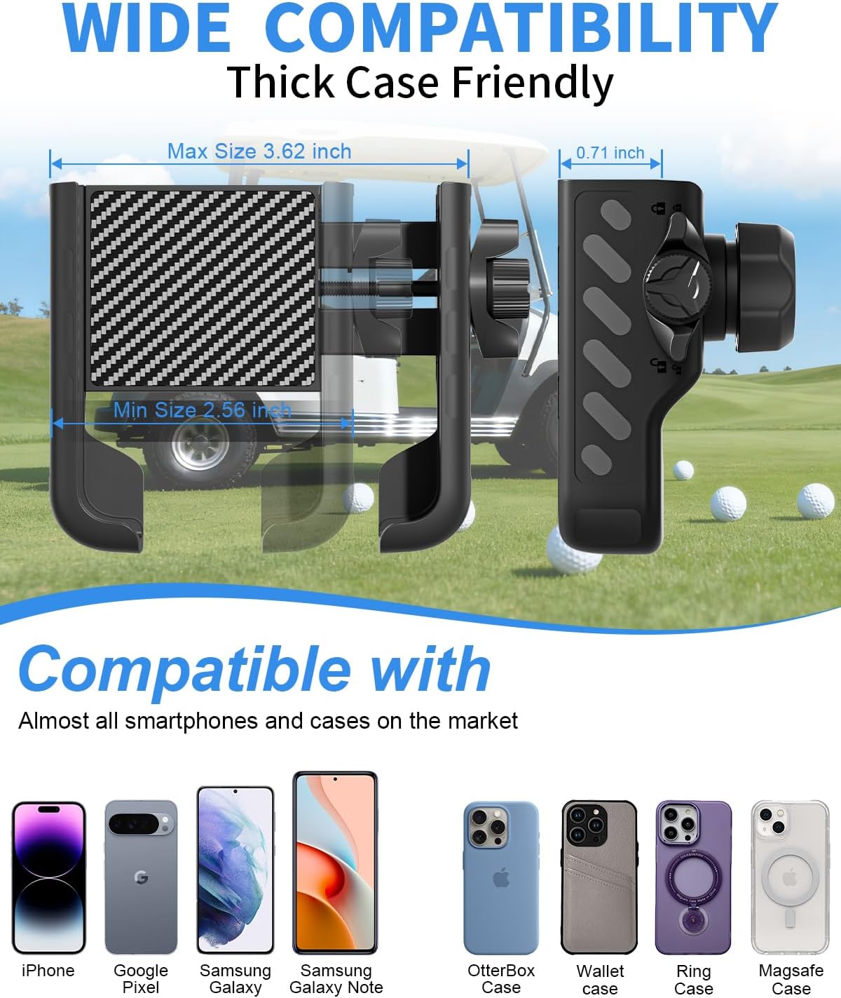 Magnetic Golf Cart Phone Holder for Club Car Yamaha, Black image 4