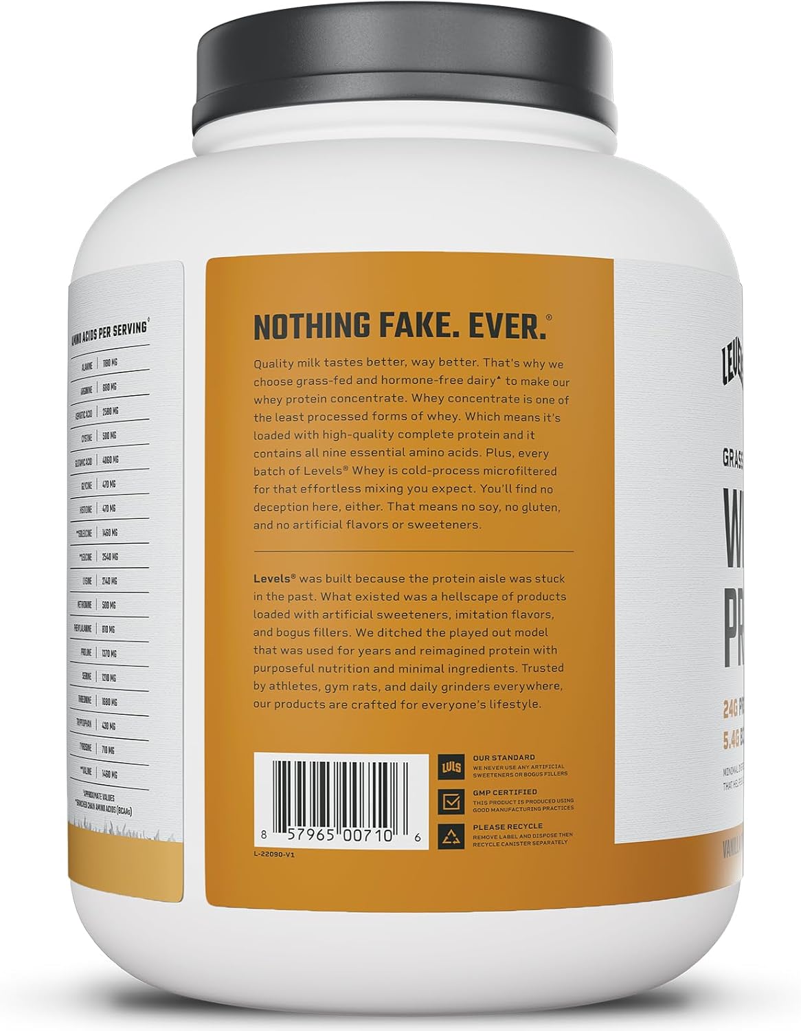 Levels Grass Fed Whey Protein Powder, No Artificials, 24G of Protein, Vanilla Cinnamon, 5LB - Image 8