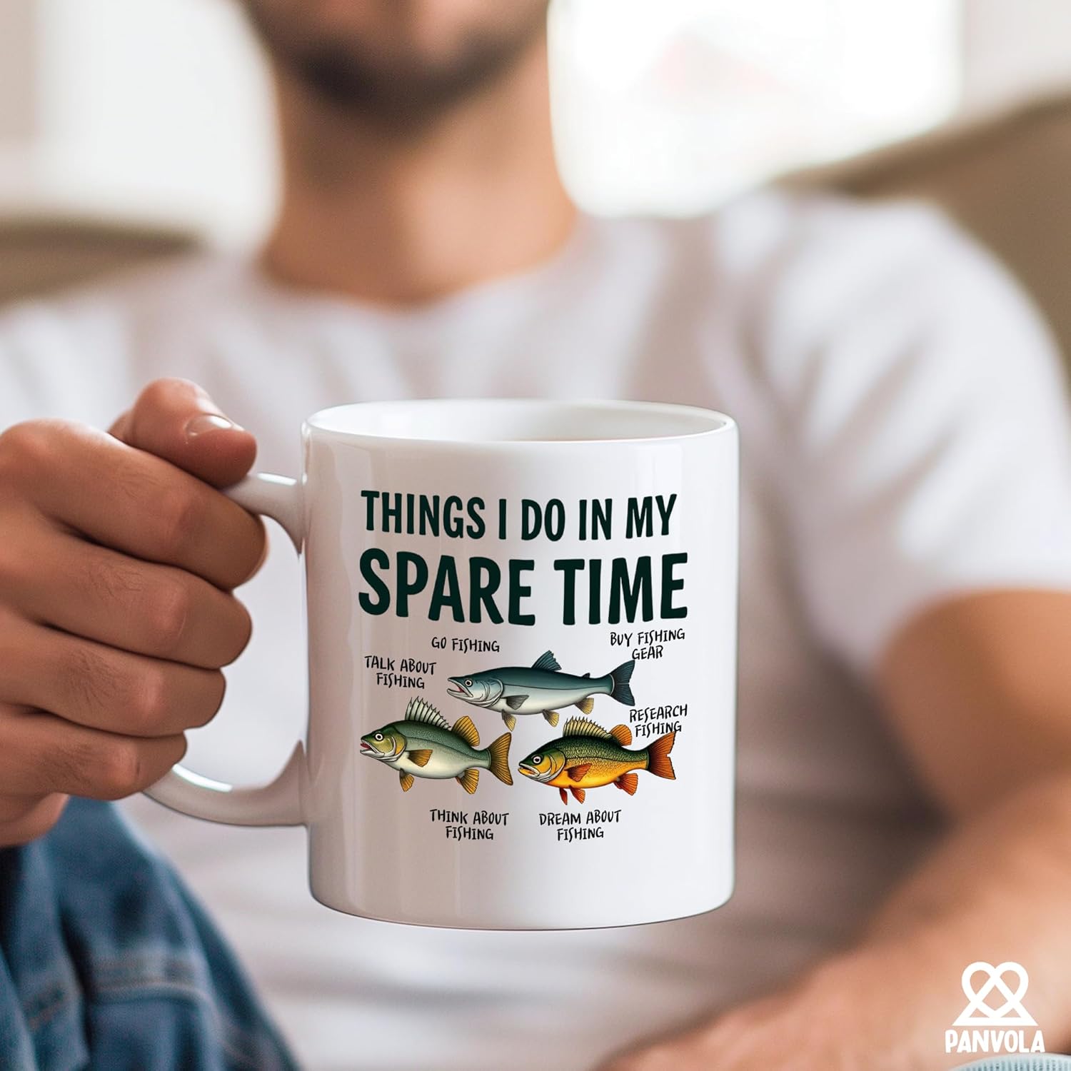 Panvola Things I Do In My Spare Time Fishing Gifts Fisherman Fishing Enthusiast Gifts for Dad Grandpa Husband Brother Father's Day Novelty Drinkware Ceramic Mug 11 oz White - Image 5