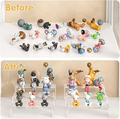 Miniatura 22 de 3 elevadores acrílicos rectangulares para exhibición, adecuados para postres de alimentos, perfumes, cosméticos, joyas, coleccionables, marionetas