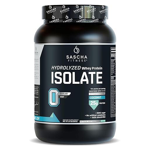SASCHA FITNESS Hydrolyzed Whey Protein Isolate,100% Grass-Fed (2 Pounds, Coconut)