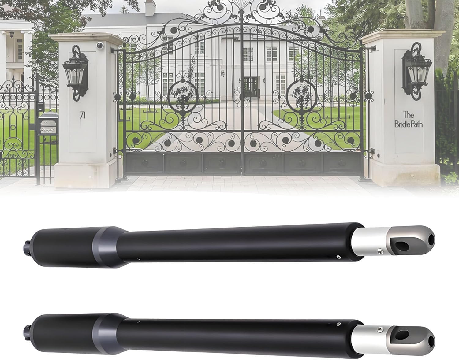 Heavy Duty Dual Swing Gate Opener Kit - 300LBS Electric Dual Arm Opener for Wrought Iron & Aluminum Gates, Automatic DC Motor for Secure & Convenient Access