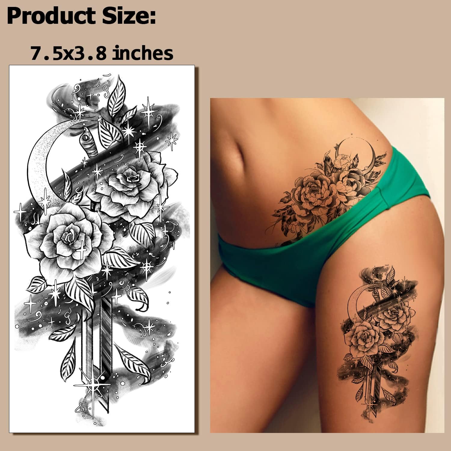 5 Tatuaggi Temporanei Neri PC Adesivi Realistici Body Art Con Foglie Di Fiori Festival, Feste, Bikini Tatuaggi Finti Impermeabili Donne E Ragazze Da 2,89 € | DHgate - Foto 4