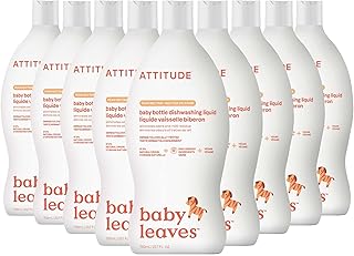 ATTITUDE Baby Dish Soap and Bottle Cleaner, EWG Verified Dishwashing Liquid, No Added Dyes or Fragrances, Tough on Milk Residue and Grease, Vegan, Pear Nectar, 23.7 Fl Oz (Pack of 9)