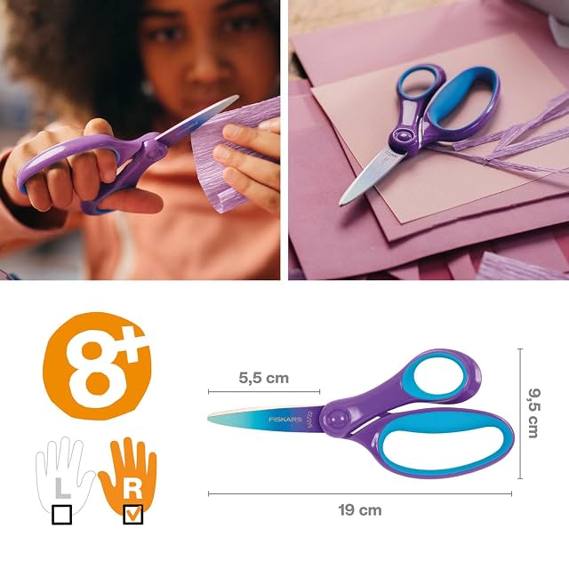 Foto 2 de 8 de Fiskars Tijeras infantiles, Tijeras para niños grandes de 8 a 11 años
