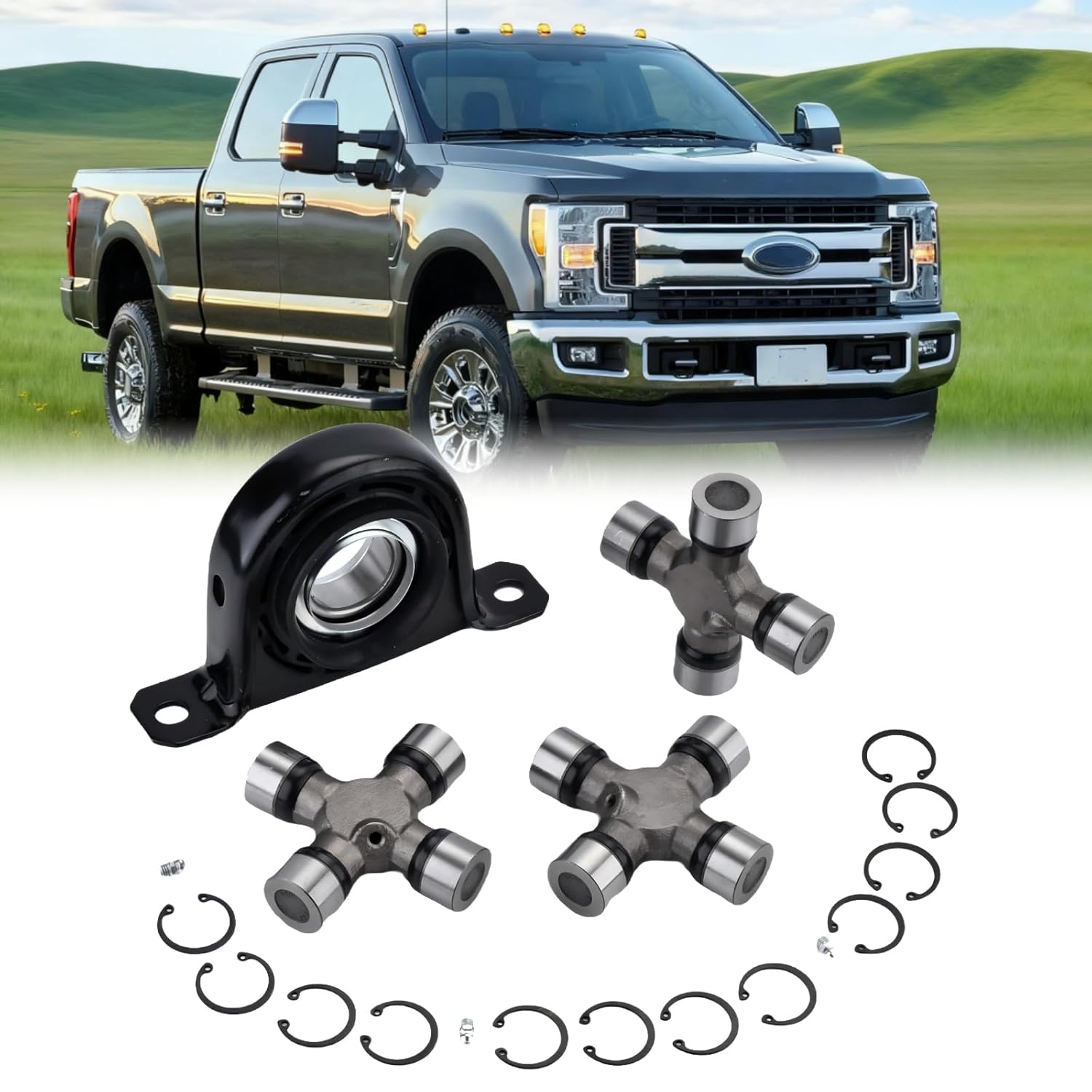 210866-1X hb88508a Rear Drive Shaft Carrier Bearing and U Joint Kit Compatible with Ford F250,F350 Super Duty 1999-2010 Replacs CB2108661X 5-160X