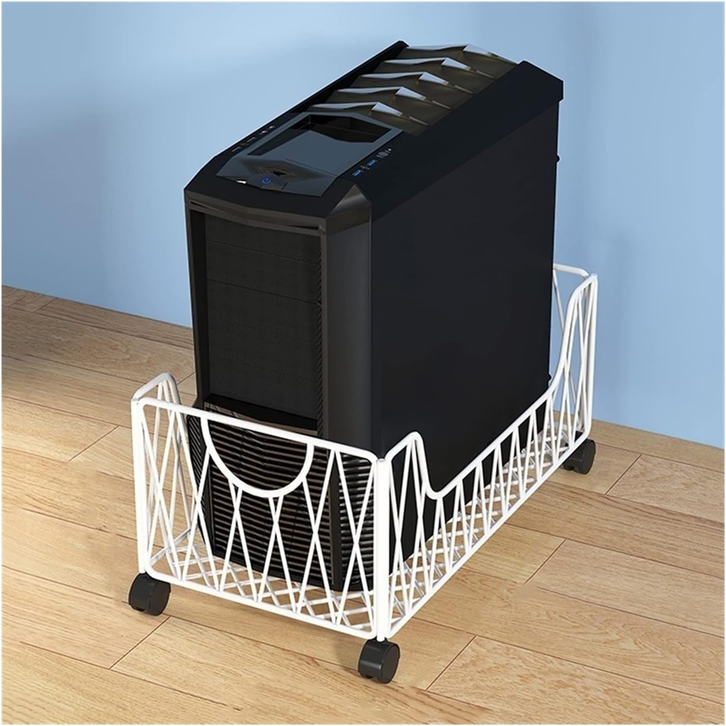 GRFIT CPU Stand Mobile CPU Stand Holder, Metal PC Tower Stand Cart, Floor PC Stand CPU Holder with 4 Caster Wheels Under Desk, for Home Office Computer Tower Stand (Color : Blanc)