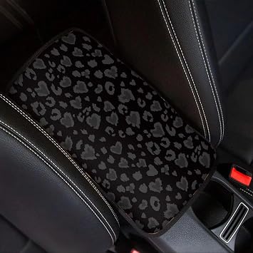 Dreaweet Black Leopard Print Car Armrest Cover Stylish Auto Center Console Cushion Pad Universal Cars Center Console Covers