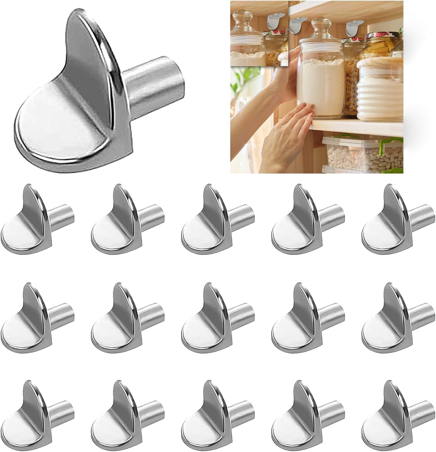 Dolaso Silver 30Pcs 5Mm Shelf Support Pegs L Shape Solid Metal Furniture Shelf Bracket Pegs Pins For Kitchen Cabinet Bookcase Closet Wardrobe Cupboard Wood Glass Shelves Supports